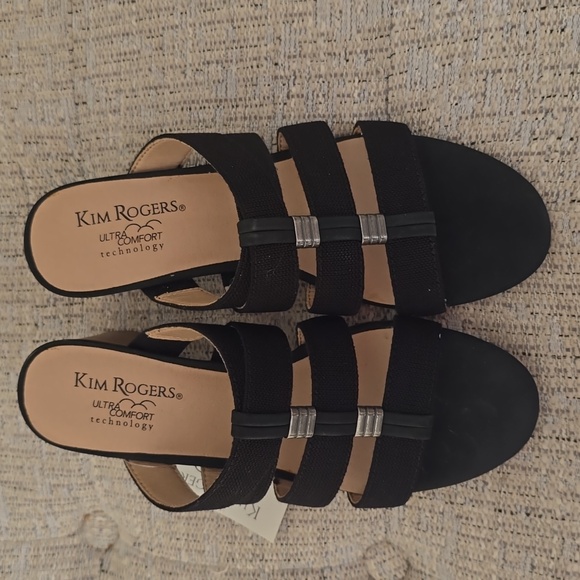 KIM ROGERS BRAND WOMEN'S BLACK ULTRA COMFORT SANDALS SIZE 7 - Picture 1 of 14